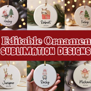 Baby&#39;s First Christmas Ornament PNG, Animals, Personalize Christmas Holiday Ornament Sublimation, Add Name Baby, New Parent Gift Set-006