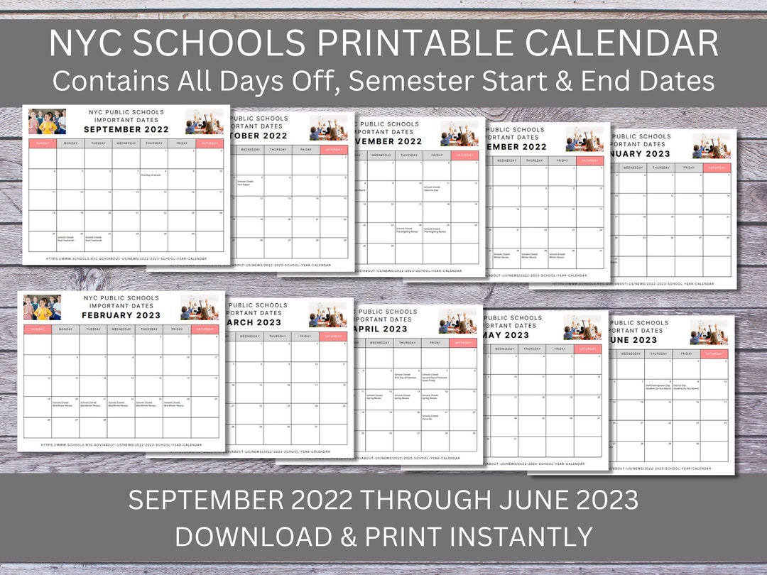 PDF File NYC Schools Calendar NYC School Dates Days Off Etsy