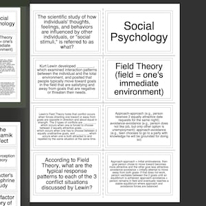 Puede incluir: Un diagrama en blanco y negro con texto que explica el concepto de la Teoría de Campo en la psicología social. El diagrama incluye la definición de la Teoría de Campo, que es "el entorno inmediato de uno", y los diferentes tipos de situaciones de conflicto discutidas por Lewin.