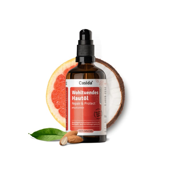 Hautöl Repair & Protect - Hautpflege - Öl - Aromapflege - Pflege Schutz - Grapefruitöl Kokosöl Mandelöl - Casida - trockene Haut