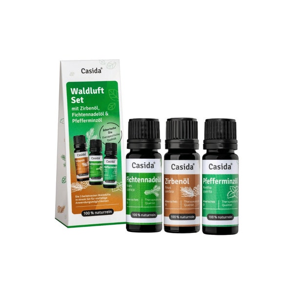 Waldluft Set Ätherische Öle - Fichtennadel Zirbe Pfefferminz - Duftöle - Öl Set - Diffuser, Kerzen, Körperbutter, Aromatherapie - naturrein