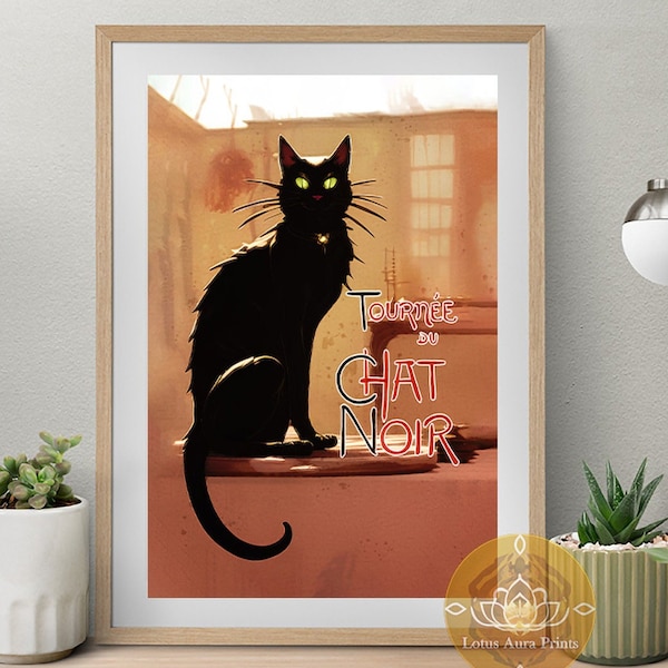Le Chat Noir Poster, Black Cat Wall Art, Chat Noir Print, Vintage Poster Art, Vintage Cat Art, Printable Wall Art, DIGITAL DOWNLOAD
