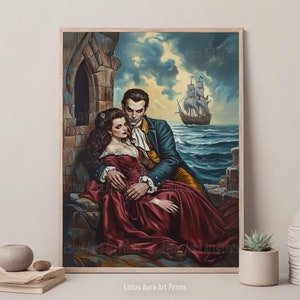 Dark Passion Vampire Couple Print, Gothic Gallery Wall Art, Vampire Painting, Art Poster Print,Dark Academia,Victorian Lady Print,Goth Gift