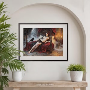 Vampire Couple Gift,mature content,vampire legends,vampire bride,bride of dracula,femme fatale,gothic fairy tale,gothic romantasy,dark gothic vampire,gothic occult art,dark academia,gothic mythology,vampire couple print,dark book lover gift,edgar allen poe art, moody raven wall art,sorcellerie,sex magick,Vampire's Bride,Bride Of Dracula Print,Gothic Romantasy Femme Fatale Art, Occult Vampire Bedroom Oil Painting,Dark Book Lover Decor