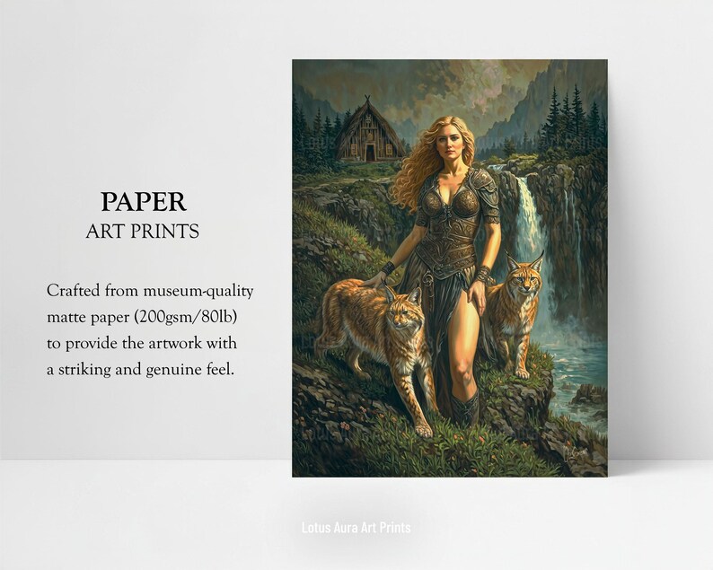 Feminine Energy,Witchy Gifts,Art Poster Print,freyja cats,freya wall art,norse art decor,art nouveau wall art,goddess home decor,goddess of fertility,freya,Norse Goddess Freya Print,Goddess Of Love,Divine Feminine Art,Norse Mythology,Art Nouveau