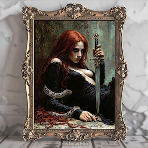 Demon Princess Lilith Print,Dark Maximalist Art,Dagger Print,Baroque Wall Art,Gothic Dark Academia Decor,Occult Pagan Gift,Art Poster Print