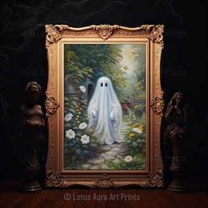 Ghost In The Forest, Ghost Painting, Ghost Poster, Dark Academia Wall Art, Vintage Ghost Painting, Printable Download, Gothic Wall Art
