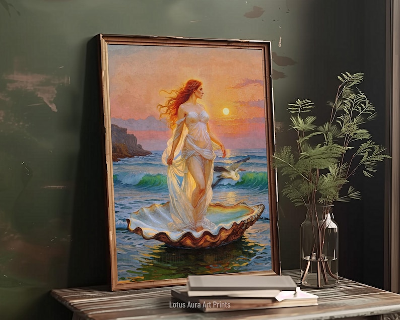 Aphrodite Rising Goddess of Love and Beauty Print,birth of Venus ...