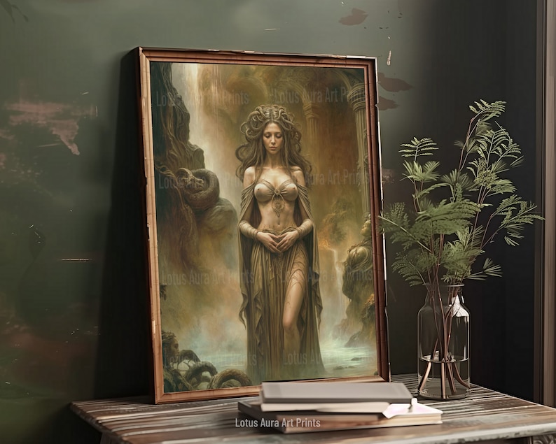 baroque wall art,dark academia print,renaissance art,moody wall art,Baroque Art Prints,Wisdom Of Medusa Gorgon Art Print,Rococo Aesthetic,Greek Mythology,Maximalist Art Decor,Gothic Illustration,Moody Antique Wall Art,Medusa gorgon,caravaggio medusa