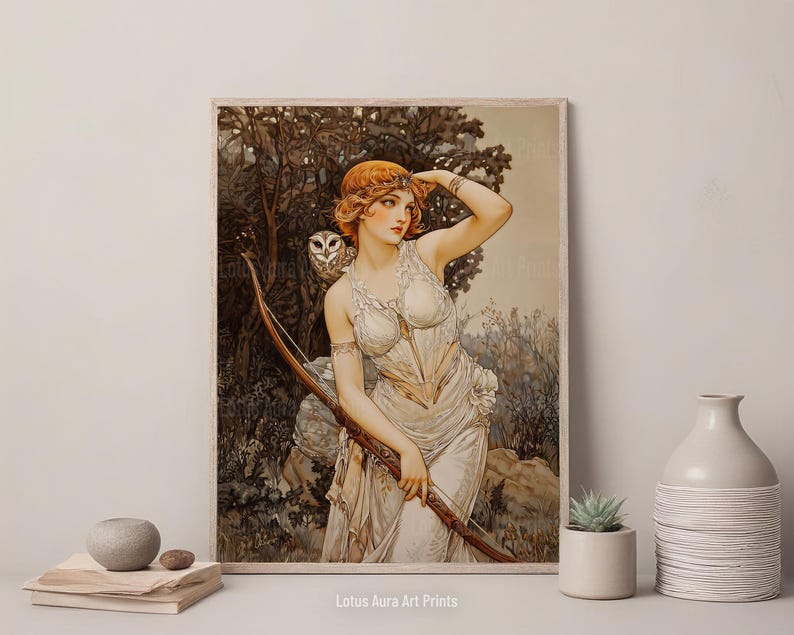 Art Poster Print,warm colored art,artemis wall art,artemis home decor,classical mythology,goddess poster,ancient greek decor,Goddess Of Hunting Artemis Poster,Art Nouveau Print,Divine Feminine Energy,Ancient Greek Mythology Art,Goddess Home Decor