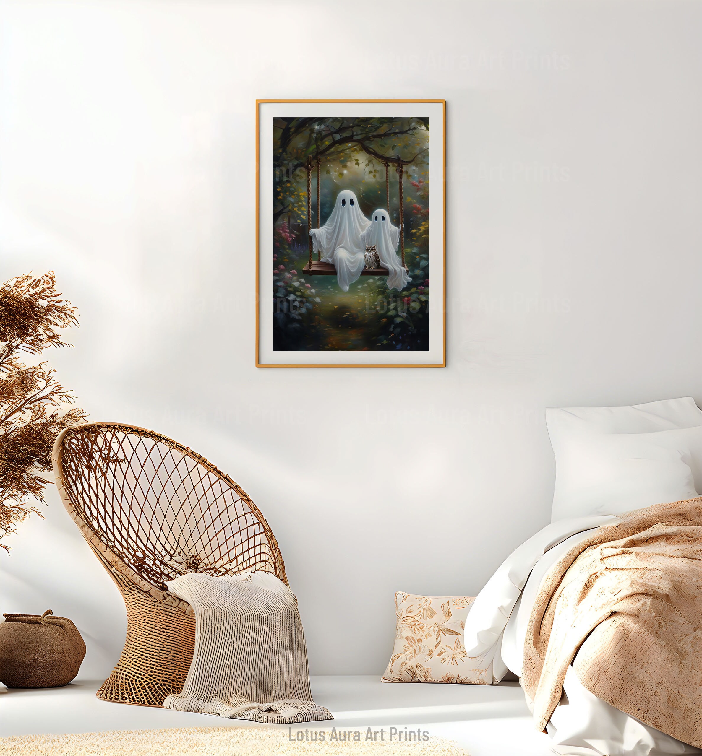 Ghost Wall Art, Ghosts on A Swing, Ghost Friends, Dark Academia