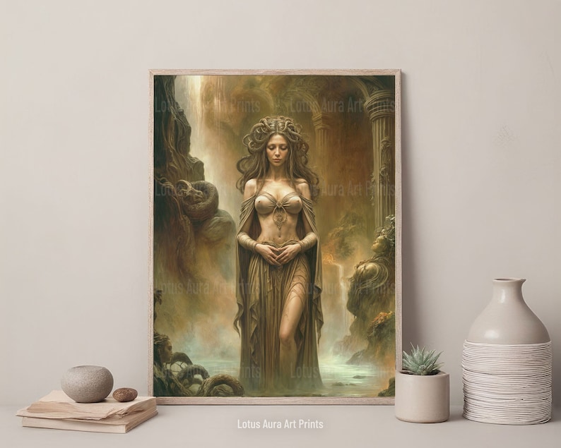Wisdom Of Medusa Gorgon Art Print,Rococo Aesthetic,Greek Mythology,Maximalist Art Decor,Gothic Illustration,Moody Antique Wall Art,Medusa gorgon,caravaggio medusa,baroque wall art,dark academia print,renaissance art,moody wall art,Baroque Art Prints,