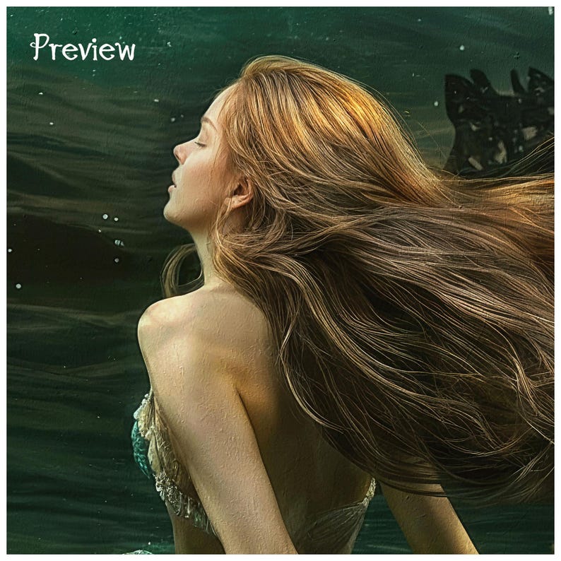 Nautical Wall Art,Baroque Siren Painting,Art Poster Print,mermaid aesthetic,goblincore art,light academia print,mermaidcore,cottagecore poster,fairycore,french aesthetic,Dark Rustic Mermaid Painting,Greenhouse Art Print,Coastal Ocean Aesthetic