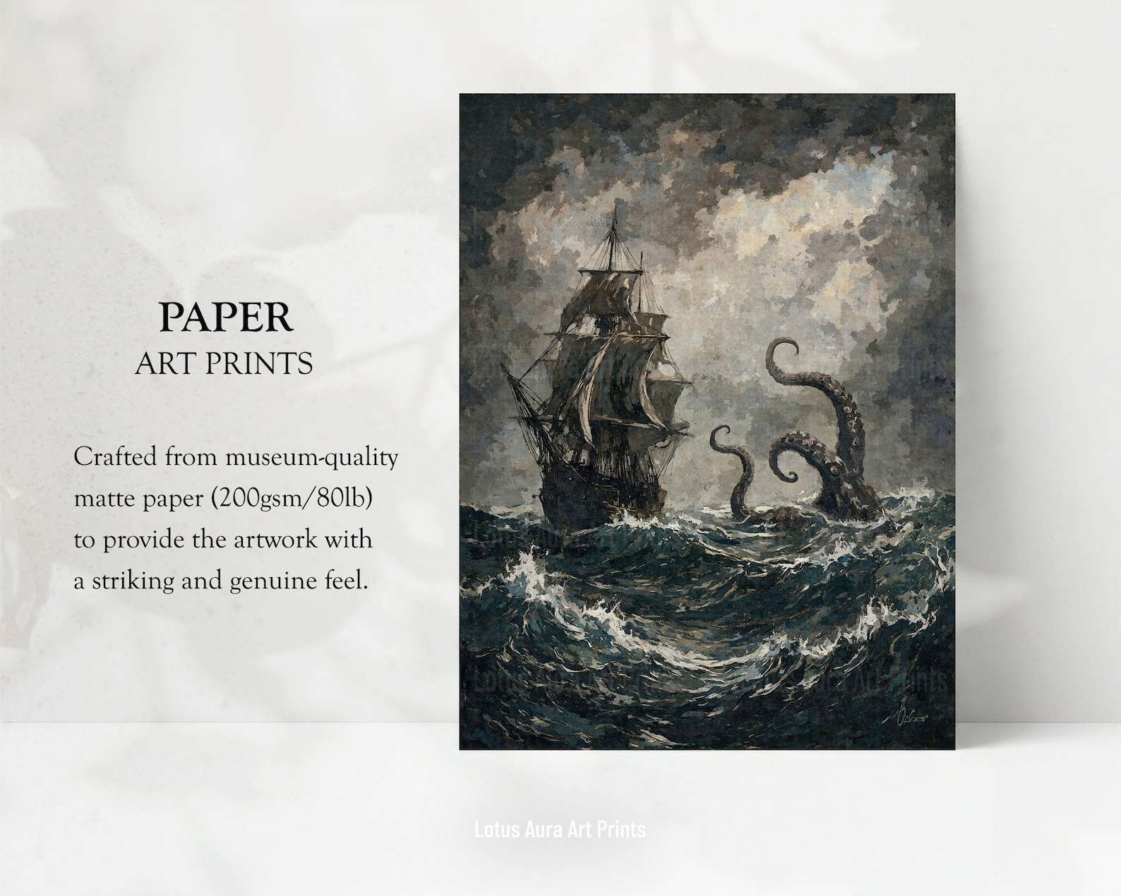 Lure of the Kraken Revised Print,gothic Pirate Ship Art,nautical Sea ...