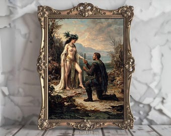 Lady Of The Lake Mythological Print,Sorceress Witch Knight Round Table Myth,Celtic Goddess Art,Classical Art Print,Pagan Wiccan Gift