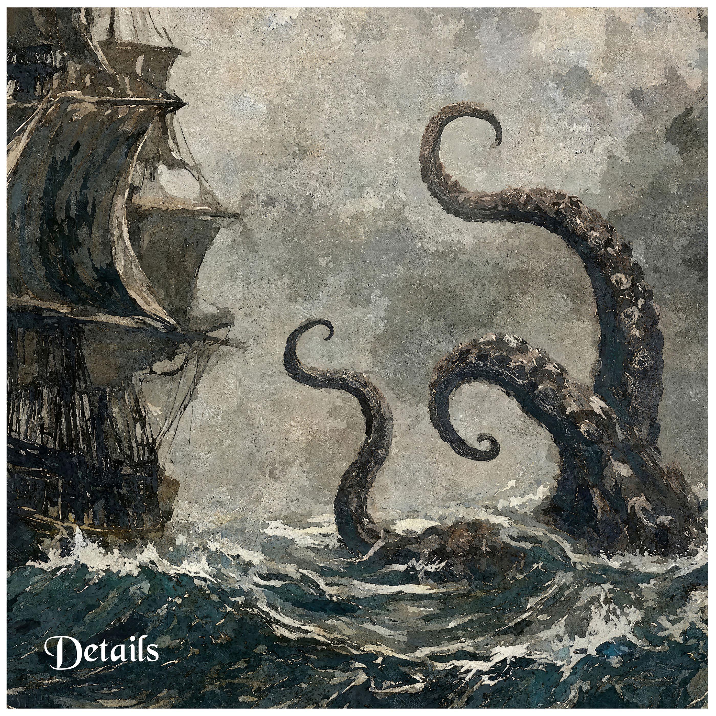 Lure of the Kraken Revised Print,gothic Pirate Ship Art,nautical Sea ...