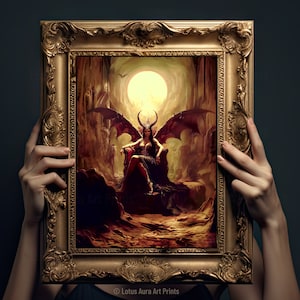 Lilith Sitting On Throne Devil Digital Print,Demon Vintage Dark Art,Occult Poster,Gothic Birthday Gift,Witchcraft, Witch Print,Wiccan Art