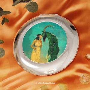 Satyr And Lady Compact Mirror, Art Nouveau Pocket Mirror, Makeup Mirror, Vintage Gift for Her, Bridesmaid Gift, Wedding Favor,Christmas Gift