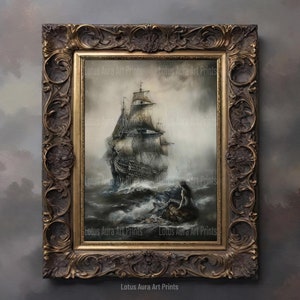 Call Of The Siren Print, Coastal & Ocean Aesthetic, Dark Academia Decor, Nautical Wall Art, Vintage Seascape,Moody Antique Art,Maritime Art