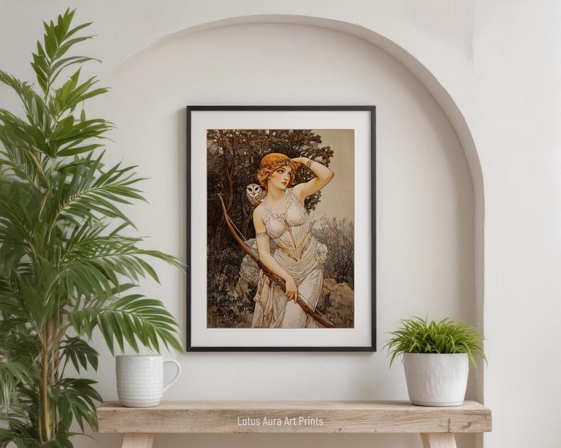 artemis wall art,artemis home decor,classical mythology,goddess poster,ancient greek decor,Goddess Of Hunting Artemis Poster,Art Nouveau Print,Divine Feminine Energy,Ancient Greek Mythology Art,Goddess Home Decor,Art Poster Print,warm colored art
