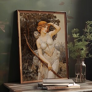 warm colored art,artemis wall art,artemis home decor,classical mythology,goddess poster,ancient greek decor,Goddess Of Hunting Artemis Poster,Art Nouveau Print,Divine Feminine Energy,Ancient Greek Mythology Art,Goddess Home Decor,Art Poster Print