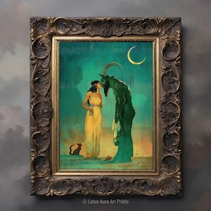 Satyr and Lady Art Print,Dark Academia Poster,Gothic Faun Wall Decor,Witchy Occult Folklore,Whimsical Pagan Picture,Devilish Art,Pan&#39;s Muse