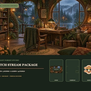 Cottagecore Forest Twitch Stream Package, Animated Overlay Bundle (100+ Assets)