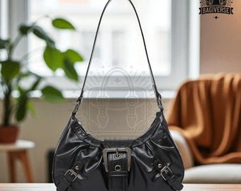 Retro Shoulder Bag, Y2K Aesthetic Handbag, 90s Style PU Leather