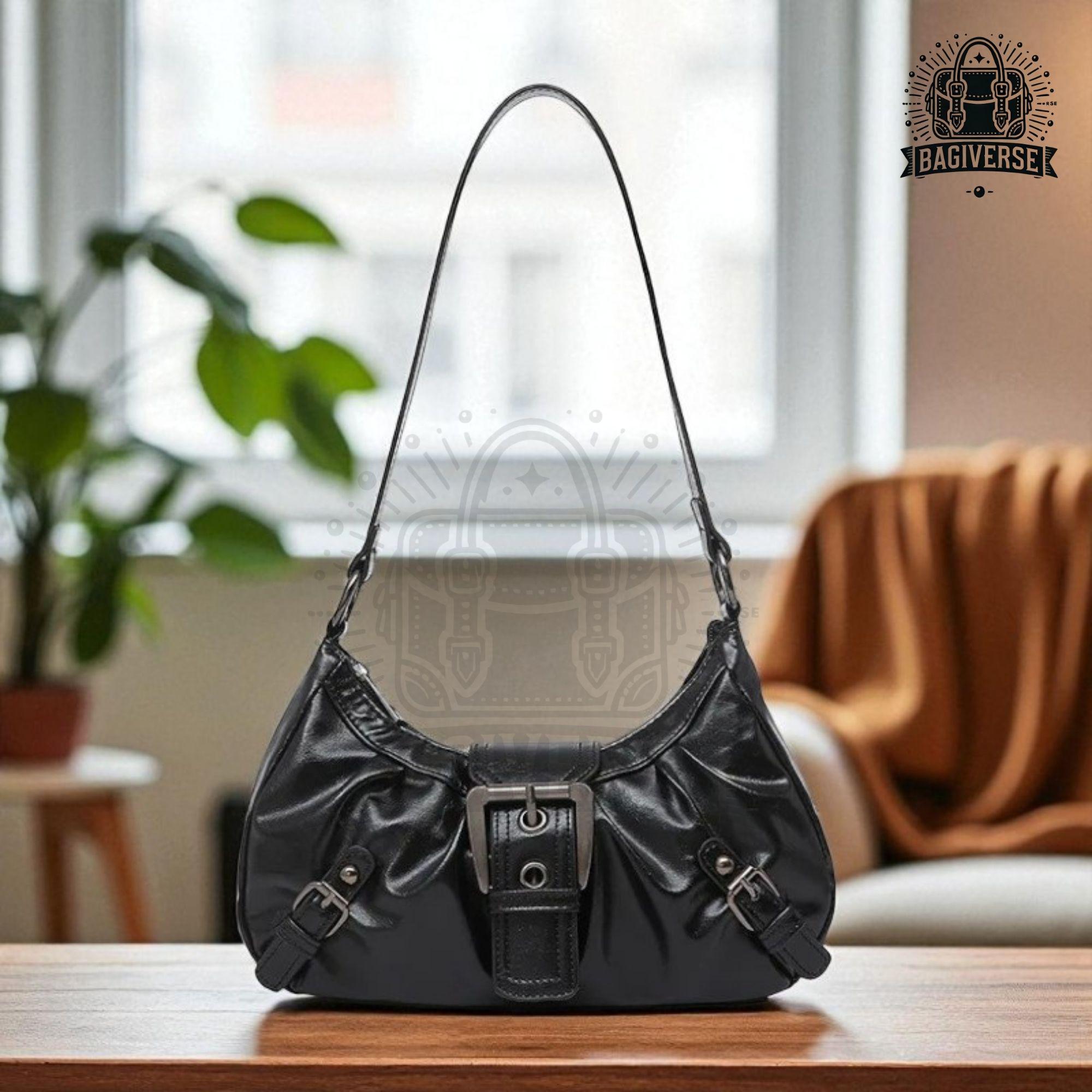 Retro Shoulder Bag, Y2K Aesthetic Handbag, 90s Style PU Leather