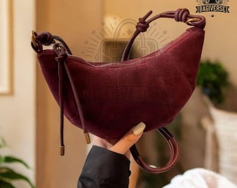Suede Shoulder Bag for Women - Minimalist Crossbody Bag - Everyday Purse with Adjustable Strap - Perfect Gift for Her