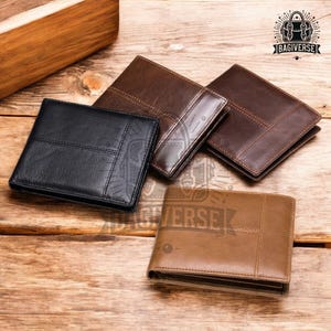 Cartera de piel auténtica para hombre - Cartera minimalista plegable - Regalo de lujo de primera calidad - Regalo de San Valentín para él