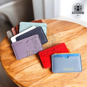 Personalized Card Holder | Custom Initials Slim Wallet | Minimalist Credit Card Case | Engraved Business Card Holder for Men & Women