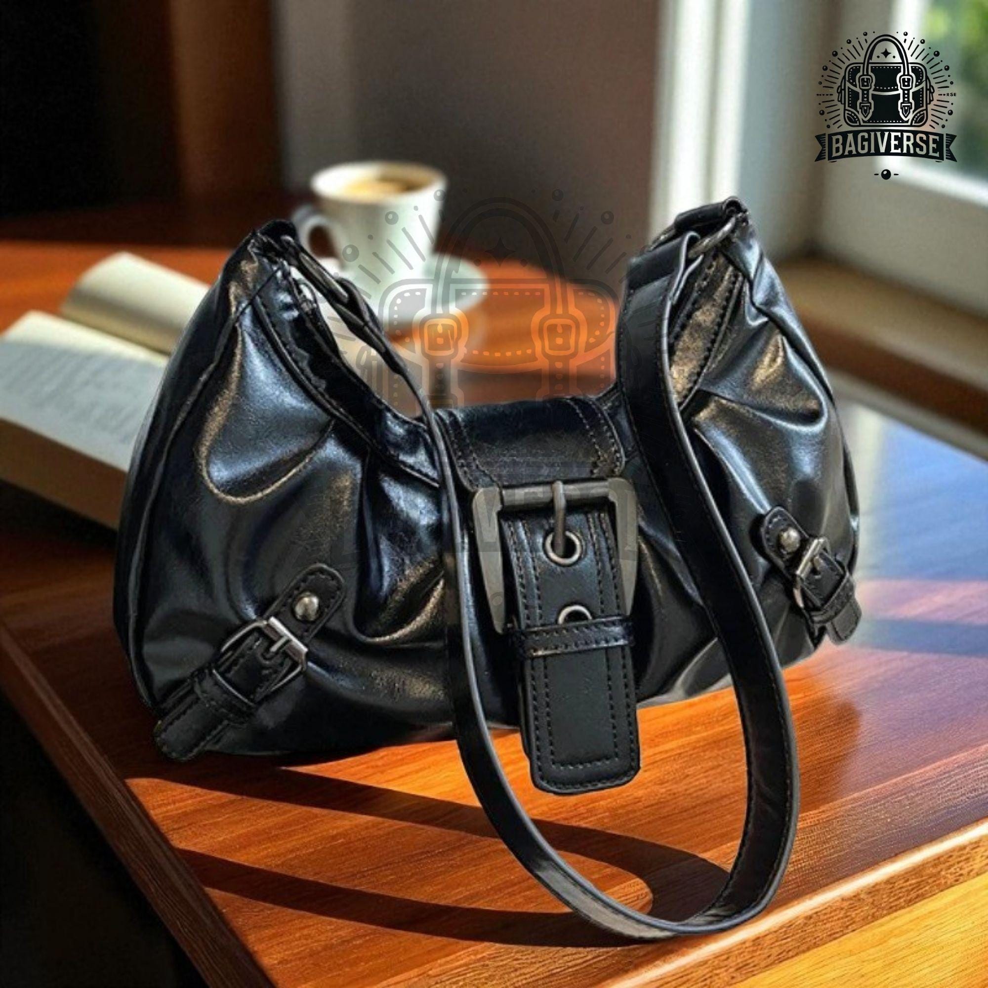 バッグ Y2K leather vintage bag hand shoulder Retro Shoulder Bag, Y2K Aesthetic Handbag, 90s Style PU Leather