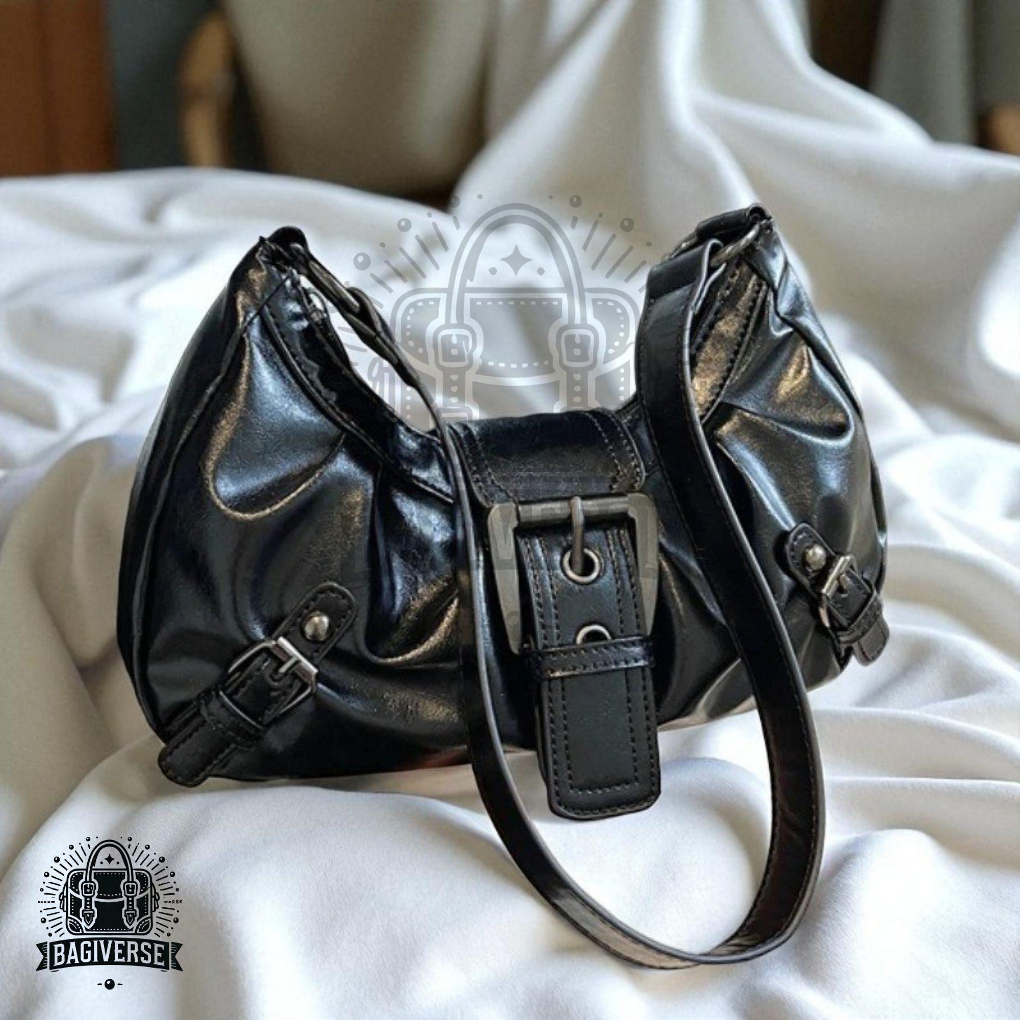 Retro Shoulder Bag, Y2K Aesthetic Handbag, 90s Style PU Leather