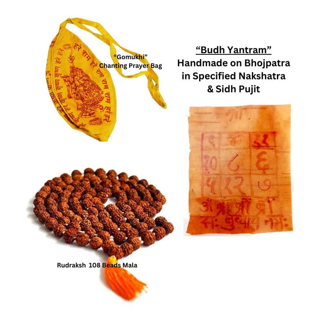 Handmade Bhojpatra Yantra Budh Mercury With Gomukhi Japam Etsy
