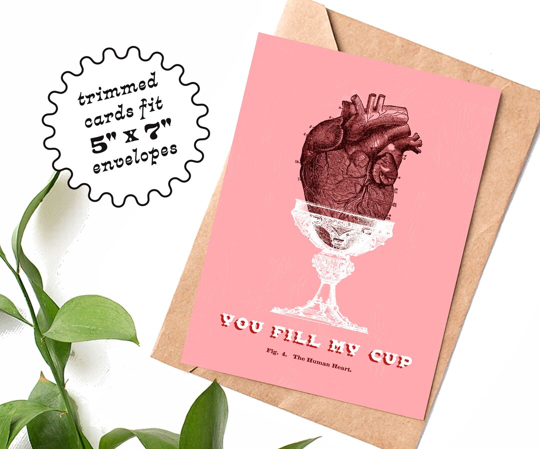 Valentine Card Printable Valentine Card Heart Anatomy Lithograph Printable Digital