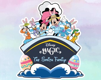 Easter Ship Magnet, Mickey & Minnie Easter Magnet, Disney Cruise Door Magnet, Disney Cruise Magnet, Holiday Magnet GIFT, the Gang Easter