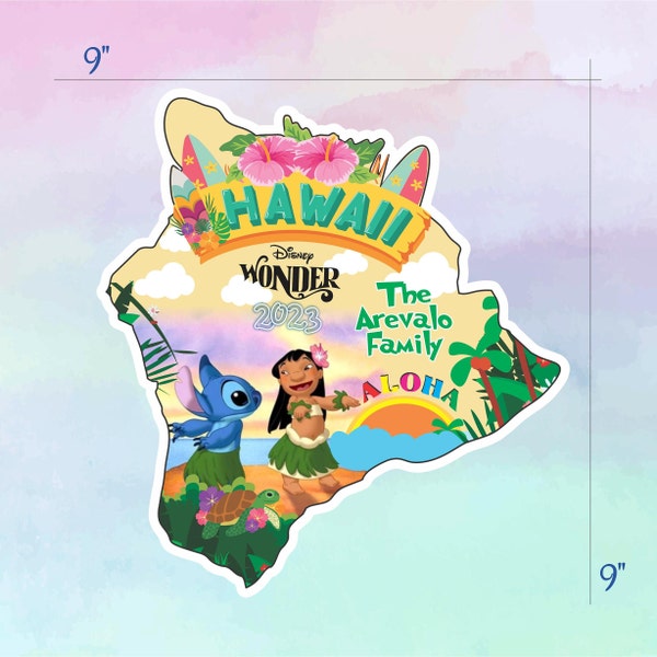 Hawaii Map, Disney Cruise  Hawaii Magnet, Door Cruise Magnet, Personalized Hawaii Magnet, Disney Wonder, Hilo, Honolulu, Nawiliwili Map Gift