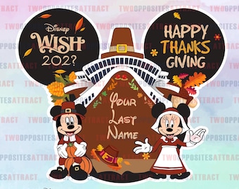Thanksgiving Disney Cruise Magnet, Fall Magnet Gift, Thanksgiving Magnet, Cruise Ship Magnet, Thankful Magnet, Mickey Minnie Donald Daisy FE