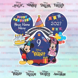 Personalized Mickey & Minnie Birthday Cruise Door Magnet
