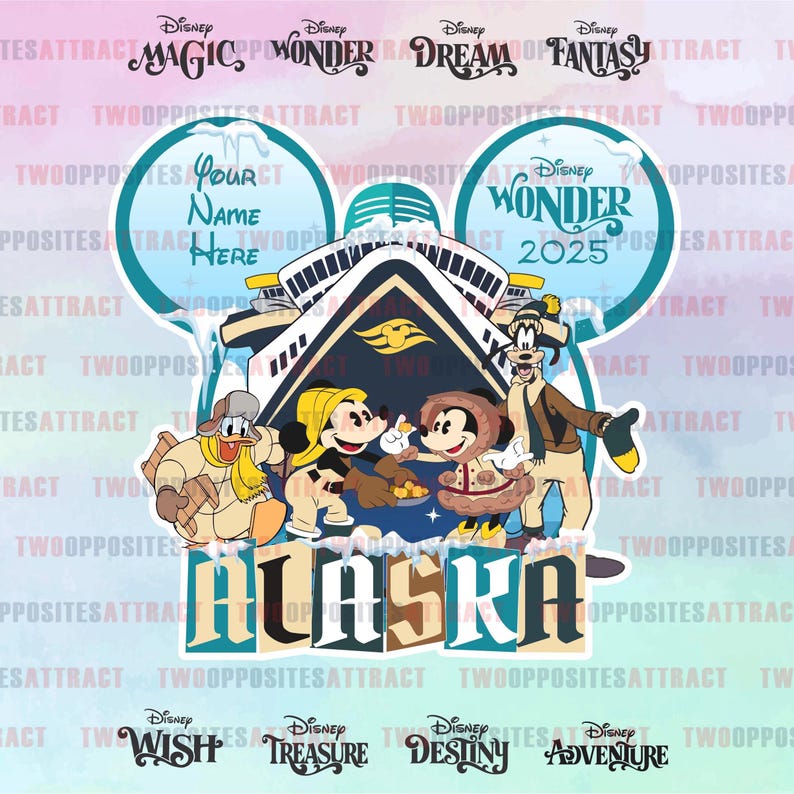 Disney Wonder Alaska Cruise Ship Magnet, Alaska Magnet, Disney Cruise Door Magnet, Disney Cruise Magnet, Disney Wonder Magnet, Cruise Gift image 1
