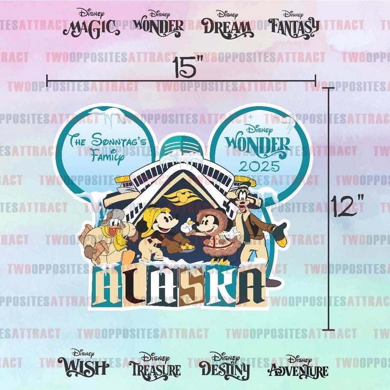 Disney Wonder Alaska Cruise Ship Magnet, Alaska Magnet, Disney Cruise Door Magnet, Disney Cruise Magnet, Disney Wonder Magnet, Cruise Gift image 3