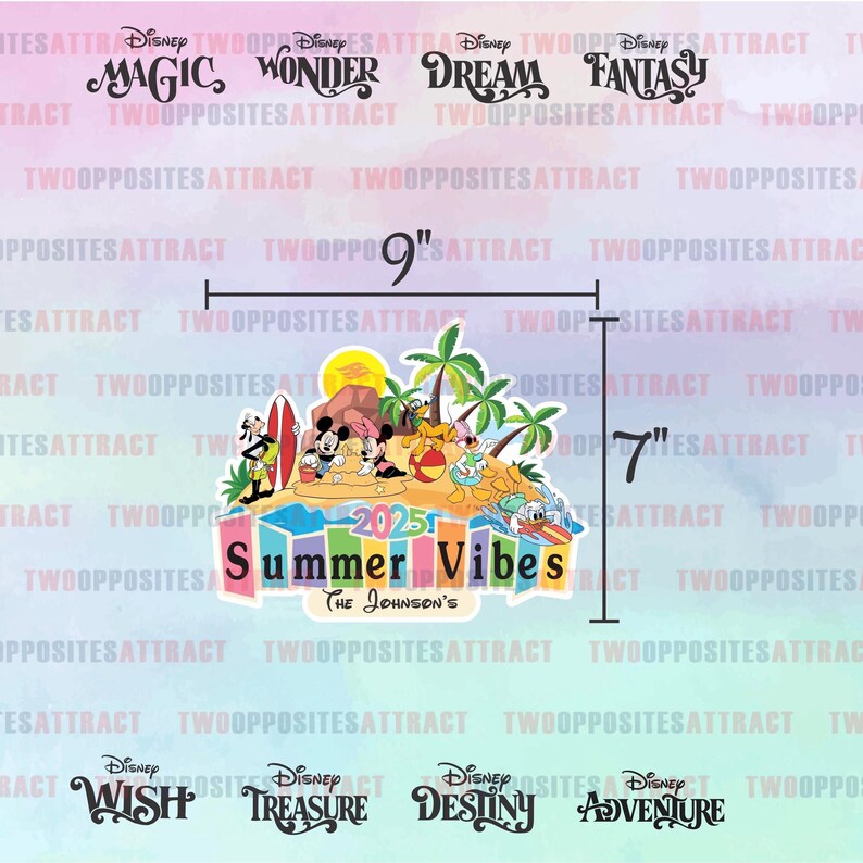 Summer Cruise Magnet, Disney Cruise Door Magnet, Disney Cruise Magnet, Personalized Door Magnet, Summer 2025 Magnet, Summer Vibes 2025, Gift Large 9”