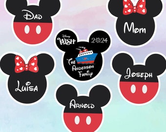 Personalized Disney Cruise Door Magnet, Mickey Mouse Family Decor, Mickey Head Classic, Disney Magic Wonder Dream Fantasy Wish Treasure Gift