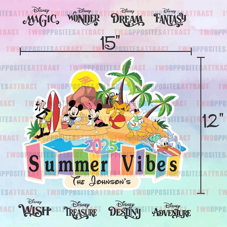Summer Cruise Magnet, Disney Cruise Door Magnet, Disney Cruise Magnet, Personalized Door Magnet, Summer 2025 Magnet, Summer Vibes 2025, Gift XXLarge 15”