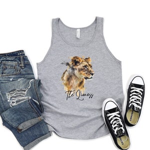Lioness Regular Tank Top gym shirt Women&#39;s athletic apparel Female Lion workout gear for gym addict Lioness Fitness shirt gift