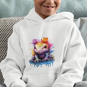 Kids Axolotl Hooded Sweatshirt gift for child&#39;s Birthday colorful Axolotl hoodie