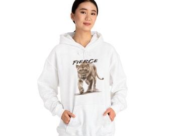 Fierce Lioness graphic hoodie, Lioness fashion pullover, Majestic Lioness sweatshirt representing female strength Lioness themed hoodie gift