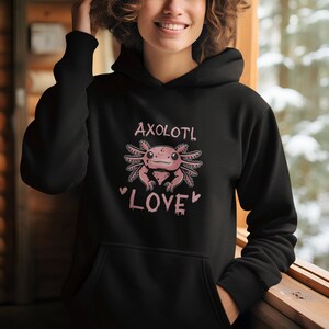 Axolotl Hooded Sweatshirt gift for axolotl lovers birthday gift for nature lovers axolotl Christmas gift salamander lover hoodie