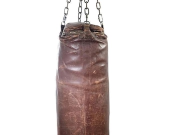 Retro antique old school vintage ripped leather style punching bag,boxing bag, MMA kickboxing,new year gift,workout heavy bag,Christmas gift